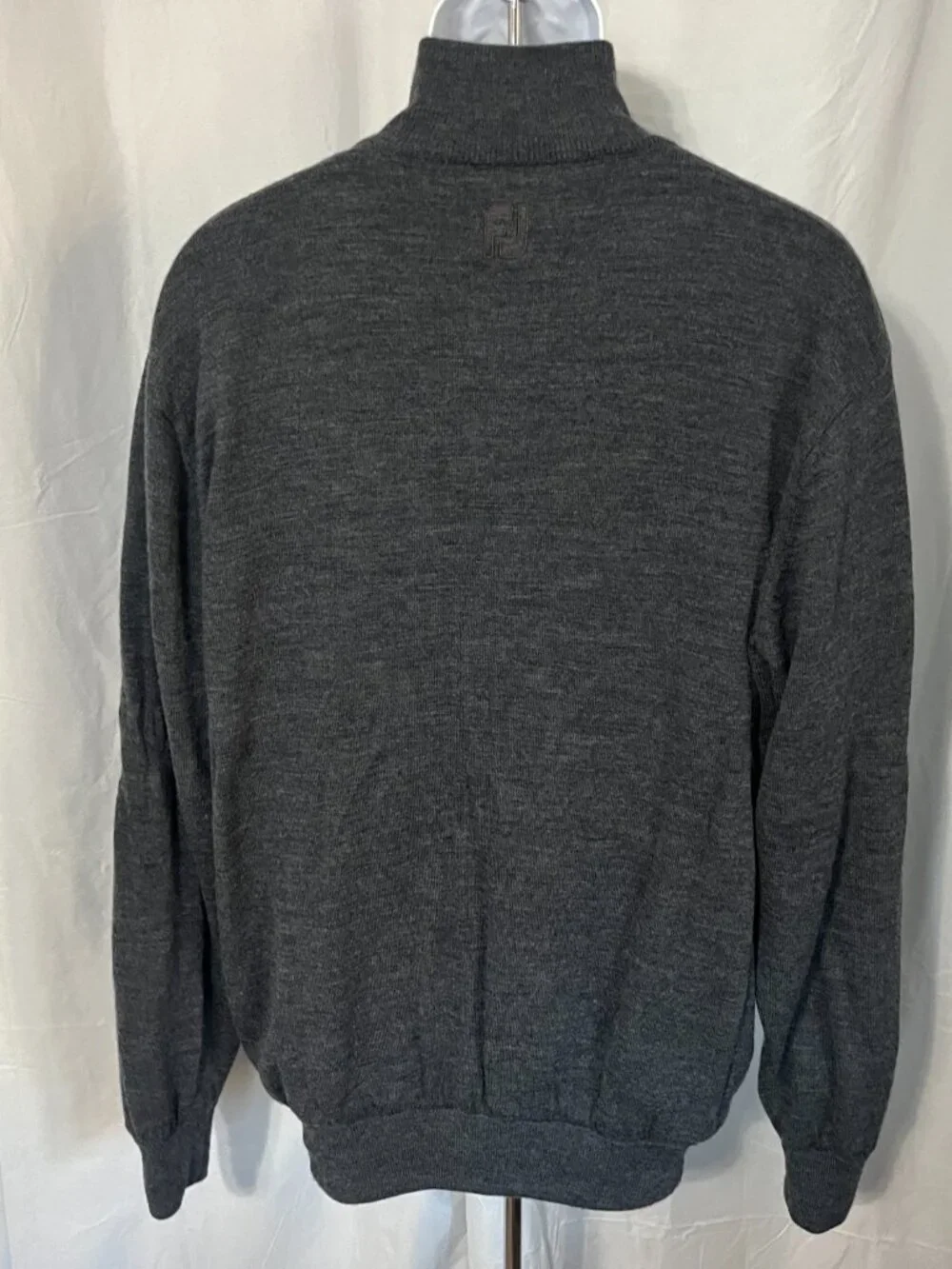 ⛳ FootJoy FJ Men's Gray 100% Wool Lined 1/4 Zip Sweater Jacket XL ⭐